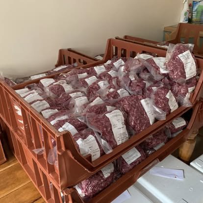 Crate of Kileekie steak mince, vacuum packed