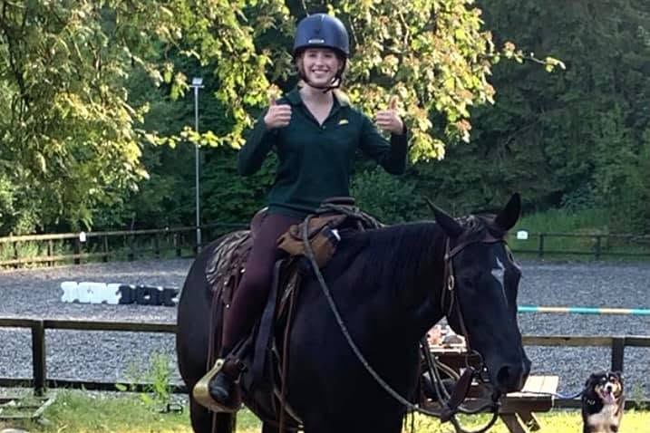 Halle, the Kileekie black quarter horse, ridden western