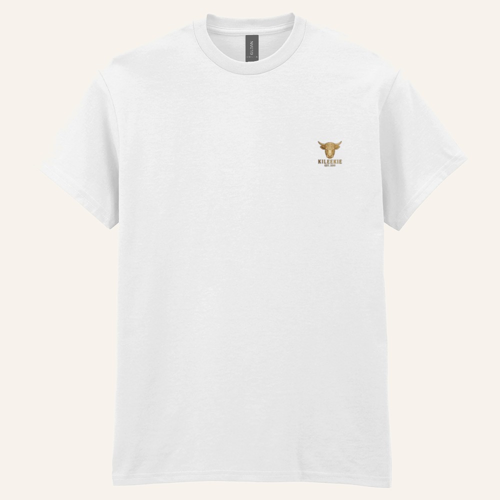Kileekie Buckle Back tee, white, front